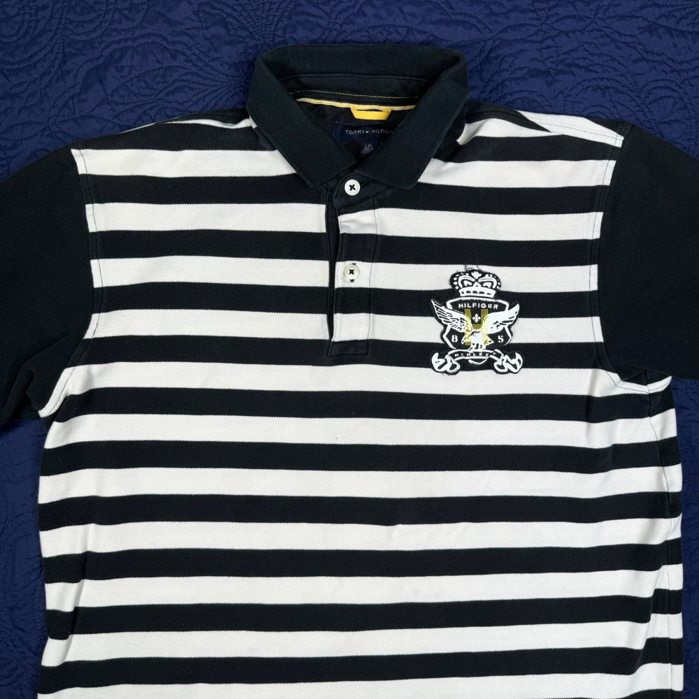 Tommy Hilfiger‎ Rugby Polo Shirt Large Colorblock Striped Crest Anchor Nautical